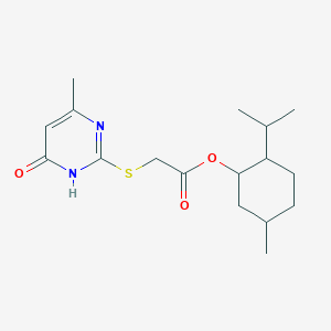 molecular formula C17H26N2O3S B10894378 5-Methyl-2-(propan-2-yl)cyclohexyl [(4-methyl-6-oxo-1,6-dihydropyrimidin-2-yl)sulfanyl]acetate 