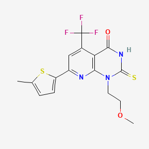 1-(2-methoxyethyl)-7-(5-methylthiophen-2-yl)-2-sulfanyl-5-(trifluoromethyl)pyrido[2,3-d]pyrimidin-4(1H)-one