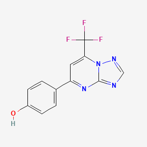 molecular formula C12H7F3N4O B10894427 4-[7-(Trifluoromethyl)[1,2,4]triazolo[1,5-a]pyrimidin-5-yl]phenol 