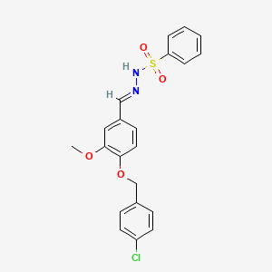 molecular formula C21H19ClN2O4S B10894457 N'-(4-((4-Chlorobenzyl)oxy)-3-methoxybenzylidene)benzenesulfonohydrazide 