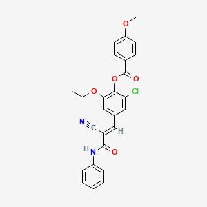 2-chloro-4-[(1E)-2-cyano-3-oxo-3-(phenylamino)prop-1-en-1-yl]-6-ethoxyphenyl 4-methoxybenzoate