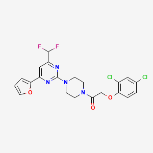 2-(2,4-Dichlorophenoxy)-1-{4-[4-(difluoromethyl)-6-(furan-2-yl)pyrimidin-2-yl]piperazin-1-yl}ethanone