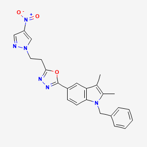 1-benzyl-2,3-dimethyl-5-{5-[2-(4-nitro-1H-pyrazol-1-yl)ethyl]-1,3,4-oxadiazol-2-yl}-1H-indole