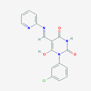 (5Z)-1-(3-chlorophenyl)-5-[(pyridin-2-ylamino)methylidene]-1,3-diazinane-2,4,6-trione