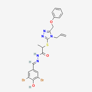 molecular formula C22H21Br2N5O3S B10894602 N'-[(E)-(3,5-dibromo-4-hydroxyphenyl)methylidene]-2-{[5-(phenoxymethyl)-4-(prop-2-en-1-yl)-4H-1,2,4-triazol-3-yl]sulfanyl}propanehydrazide 