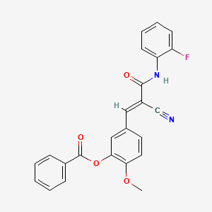 5-{(1E)-2-cyano-3-[(2-fluorophenyl)amino]-3-oxoprop-1-en-1-yl}-2-methoxyphenyl benzoate