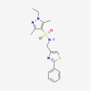 1-ethyl-3,5-dimethyl-N-[(2-phenyl-1,3-thiazol-4-yl)methyl]-1H-pyrazole-4-sulfonamide