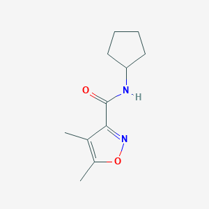 molecular formula C11H16N2O2 B10894651 N-cyclopentyl-4,5-dimethyl-1,2-oxazole-3-carboxamide 