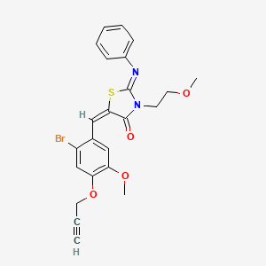 (2Z,5E)-5-[2-bromo-5-methoxy-4-(prop-2-yn-1-yloxy)benzylidene]-3-(2-methoxyethyl)-2-(phenylimino)-1,3-thiazolidin-4-one