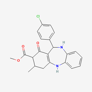 molecular formula C22H21ClN2O3 B10894693 methyl 11-(4-chlorophenyl)-3-methyl-1-oxo-2,3,4,5,10,11-hexahydro-1H-dibenzo[b,e][1,4]diazepine-2-carboxylate 