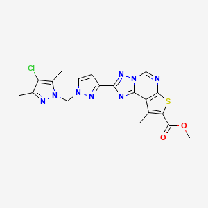 methyl 2-{1-[(4-chloro-3,5-dimethyl-1H-pyrazol-1-yl)methyl]-1H-pyrazol-3-yl}-9-methylthieno[3,2-e][1,2,4]triazolo[1,5-c]pyrimidine-8-carboxylate