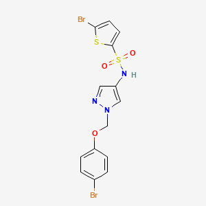 molecular formula C14H11Br2N3O3S2 B10894703 5-bromo-N-{1-[(4-bromophenoxy)methyl]-1H-pyrazol-4-yl}thiophene-2-sulfonamide 