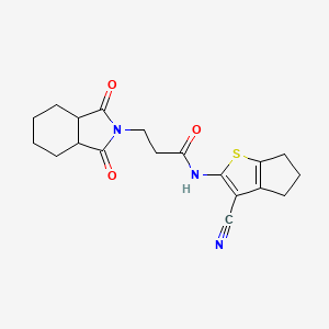 molecular formula C19H21N3O3S B10894768 N-(3-cyano-5,6-dihydro-4H-cyclopenta[b]thiophen-2-yl)-3-(1,3-dioxooctahydro-2H-isoindol-2-yl)propanamide 