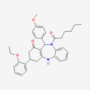 3-(2-ethoxyphenyl)-10-hexanoyl-11-(4-methoxyphenyl)-2,3,4,5,10,11-hexahydro-1H-dibenzo[b,e][1,4]diazepin-1-one