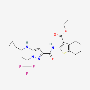 Ethyl 2-({[5-cyclopropyl-7-(trifluoromethyl)-4,5,6,7-tetrahydropyrazolo[1,5-a]pyrimidin-2-yl]carbonyl}amino)-4,5,6,7-tetrahydro-1-benzothiophene-3-carboxylate