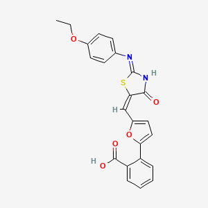 2-{5-[(E)-{(2E)-2-[(4-ethoxyphenyl)imino]-4-oxo-1,3-thiazolidin-5-ylidene}methyl]furan-2-yl}benzoic acid