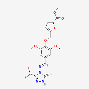 methyl 5-({4-[(E)-{[3-(difluoromethyl)-5-sulfanyl-4H-1,2,4-triazol-4-yl]imino}methyl]-2,6-dimethoxyphenoxy}methyl)furan-2-carboxylate