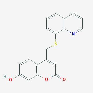 molecular formula C19H13NO3S B10894825 7-hydroxy-4-[(quinolin-8-ylsulfanyl)methyl]-2H-chromen-2-one 