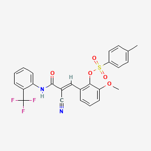 2-[(1E)-2-cyano-3-oxo-3-{[2-(trifluoromethyl)phenyl]amino}prop-1-en-1-yl]-6-methoxyphenyl 4-methylbenzenesulfonate