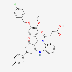 4-[11-{4-[(4-chlorobenzyl)oxy]-3-ethoxyphenyl}-1-hydroxy-3-(4-methylphenyl)-2,3,4,11-tetrahydro-10H-dibenzo[b,e][1,4]diazepin-10-yl]-4-oxobutanoic acid