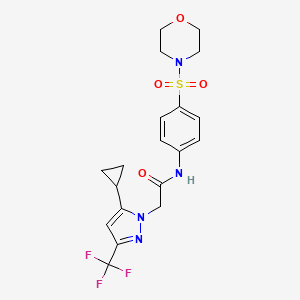 molecular formula C19H21F3N4O4S B10894863 2-[5-Cyclopropyl-3-(trifluoromethyl)-1H-pyrazol-1-YL]-N~1~-[4-(morpholinosulfonyl)phenyl]acetamide 