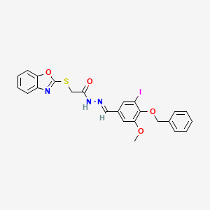 2-(1,3-benzoxazol-2-ylsulfanyl)-N'-{(E)-[4-(benzyloxy)-3-iodo-5-methoxyphenyl]methylidene}acetohydrazide