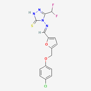 4-{[(E)-{5-[(4-chlorophenoxy)methyl]furan-2-yl}methylidene]amino}-5-(difluoromethyl)-4H-1,2,4-triazole-3-thiol