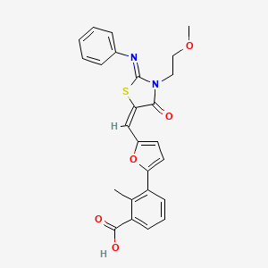 3-(5-{(E)-[(2E)-3-(2-methoxyethyl)-4-oxo-2-(phenylimino)-1,3-thiazolidin-5-ylidene]methyl}furan-2-yl)-2-methylbenzoic acid