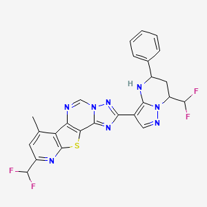 13-(difluoromethyl)-4-[7-(difluoromethyl)-5-phenyl-4,5,6,7-tetrahydropyrazolo[1,5-a]pyrimidin-3-yl]-11-methyl-16-thia-3,5,6,8,14-pentazatetracyclo[7.7.0.02,6.010,15]hexadeca-1(9),2,4,7,10(15),11,13-heptaene