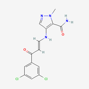 molecular formula C14H12Cl2N4O2 B10895059 4-{[(1E)-3-(3,5-dichlorophenyl)-3-oxoprop-1-en-1-yl]amino}-1-methyl-1H-pyrazole-5-carboxamide 