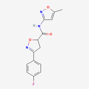 3-(4-fluorophenyl)-N-(5-methyl-1,2-oxazol-3-yl)-4,5-dihydro-1,2-oxazole-5-carboxamide