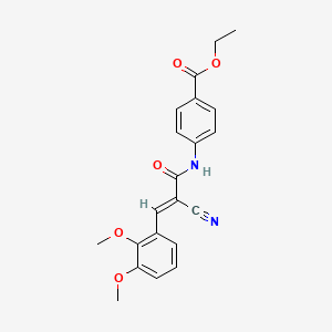 molecular formula C21H20N2O5 B10895086 ethyl 4-{[(2E)-2-cyano-3-(2,3-dimethoxyphenyl)prop-2-enoyl]amino}benzoate 