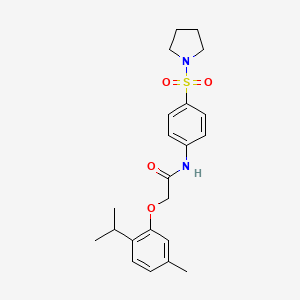 molecular formula C22H28N2O4S B10895149 2-[5-methyl-2-(propan-2-yl)phenoxy]-N-[4-(pyrrolidin-1-ylsulfonyl)phenyl]acetamide 