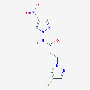 molecular formula C9H9BrN6O3 B10895154 3-(4-bromo-1H-pyrazol-1-yl)-N-(4-nitro-1H-pyrazol-1-yl)propanamide 