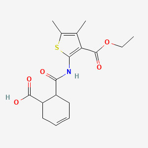 molecular formula C17H21NO5S B10895169 6-{[3-(Ethoxycarbonyl)-4,5-dimethylthiophen-2-yl]carbamoyl}cyclohex-3-ene-1-carboxylic acid 