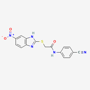 molecular formula C16H11N5O3S B10895203 N-(4-cyanophenyl)-2-[(5-nitro-1H-benzimidazol-2-yl)sulfanyl]acetamide 