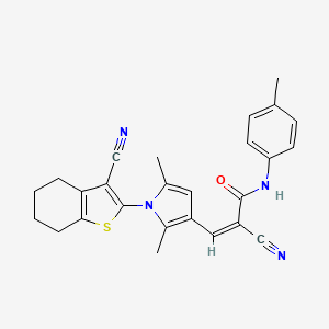 molecular formula C26H24N4OS B10895208 (2Z)-2-cyano-3-[1-(3-cyano-4,5,6,7-tetrahydro-1-benzothiophen-2-yl)-2,5-dimethyl-1H-pyrrol-3-yl]-N-(4-methylphenyl)prop-2-enamide 