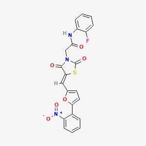 N-(2-fluorophenyl)-2-[(5Z)-5-{[5-(2-nitrophenyl)furan-2-yl]methylidene}-2,4-dioxo-1,3-thiazolidin-3-yl]acetamide