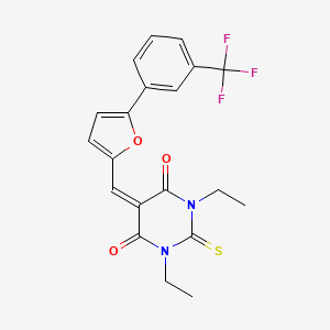 1,3-diethyl-2-thioxo-5-({5-[3-(trifluoromethyl)phenyl]furan-2-yl}methylidene)dihydropyrimidine-4,6(1H,5H)-dione