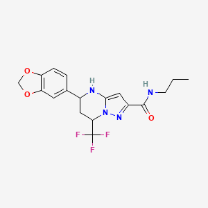 molecular formula C18H19F3N4O3 B10895247 5-(1,3-benzodioxol-5-yl)-N-propyl-7-(trifluoromethyl)-4,5,6,7-tetrahydropyrazolo[1,5-a]pyrimidine-2-carboxamide CAS No. 332856-53-8