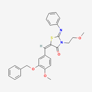 (2Z,5E)-5-[3-(benzyloxy)-4-methoxybenzylidene]-3-(2-methoxyethyl)-2-(phenylimino)-1,3-thiazolidin-4-one