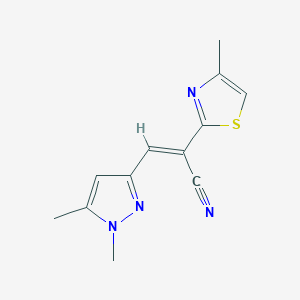 (2E)-3-(1,5-dimethyl-1H-pyrazol-3-yl)-2-(4-methyl-1,3-thiazol-2-yl)prop-2-enenitrile