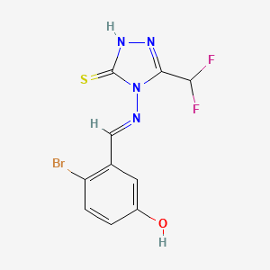 molecular formula C10H7BrF2N4OS B10895318 4-bromo-3-[(E)-{[3-(difluoromethyl)-5-sulfanyl-4H-1,2,4-triazol-4-yl]imino}methyl]phenol 