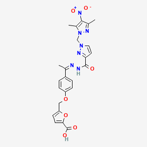 5-[(4-{(1Z)-1-[2-({1-[(3,5-dimethyl-4-nitro-1H-pyrazol-1-yl)methyl]-1H-pyrazol-3-yl}carbonyl)hydrazinylidene]ethyl}phenoxy)methyl]furan-2-carboxylic acid