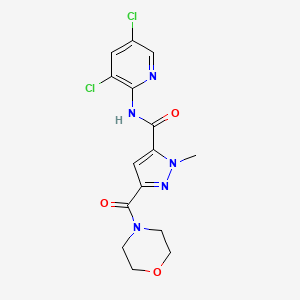 molecular formula C15H15Cl2N5O3 B10895392 N-(3,5-dichloropyridin-2-yl)-1-methyl-3-(morpholin-4-ylcarbonyl)-1H-pyrazole-5-carboxamide 