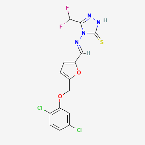 4-{[(E)-{5-[(2,5-dichlorophenoxy)methyl]furan-2-yl}methylidene]amino}-5-(difluoromethyl)-4H-1,2,4-triazole-3-thiol