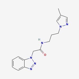 molecular formula C15H18N6O B10895421 2-(1H-benzotriazol-1-yl)-N-[3-(4-methyl-1H-pyrazol-1-yl)propyl]acetamide 