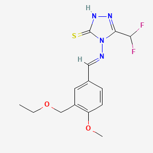 5-(difluoromethyl)-4-({(E)-[3-(ethoxymethyl)-4-methoxyphenyl]methylidene}amino)-4H-1,2,4-triazole-3-thiol