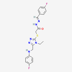 2-[(4-ethyl-5-{[(4-fluorophenyl)amino]methyl}-4H-1,2,4-triazol-3-yl)sulfanyl]-N'-[(E)-(4-fluorophenyl)methylidene]acetohydrazide