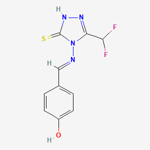 molecular formula C10H8F2N4OS B10895517 4-[(E)-{[3-(difluoromethyl)-5-sulfanyl-4H-1,2,4-triazol-4-yl]imino}methyl]phenol 